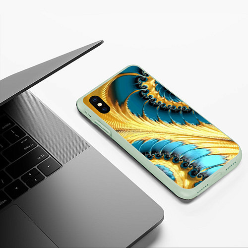 Чехол iPhone XS Max матовый Двойная авангардная спираль Double avant-garde spi / 3D-Салатовый – фото 3