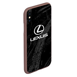 Чехол iPhone XS Max матовый Lexus - следы шин, цвет: 3D-коричневый — фото 2