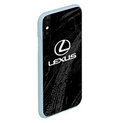 Чехол iPhone XS Max матовый Lexus - следы шин, цвет: 3D-голубой — фото 2