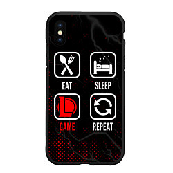 Чехол iPhone XS Max матовый Eat, Sleep, League of Legends, Repeat, цвет: 3D-черный