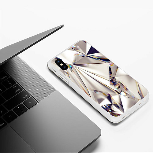 Чехол iPhone XS Max матовый 3D бриллианты / 3D-Белый – фото 3