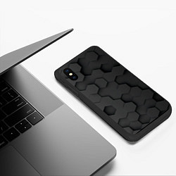 Чехол iPhone XS Max матовый Чёрные 3D пластины black 3d plates плиты, цвет: 3D-черный — фото 2