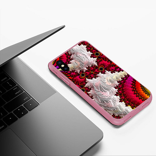 Чехол iPhone XS Max матовый Наикрутейший психоделический абстрактный фрактальн / 3D-Малиновый – фото 3