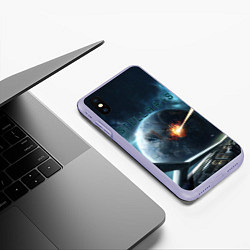 Чехол iPhone XS Max матовый Stellaris взрыв звезды лучом с космического корабл, цвет: 3D-светло-сиреневый — фото 2