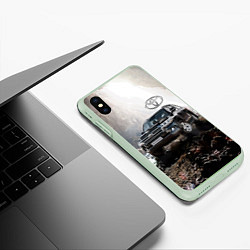 Чехол iPhone XS Max матовый Toyota Land Cruiser 200 в пещере со скальными рису, цвет: 3D-салатовый — фото 2