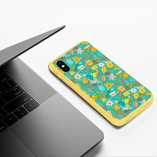 Чехол iPhone XS Max матовый MAKING COFFEE / 3D-Желтый – фото 3
