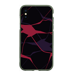 Чехол iPhone XS Max матовый Розово-сиреневые линии, цвет: 3D-темно-зеленый