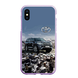 Чехол iPhone XS Max матовый Toyota Land Cruiser 200 V8, цвет: 3D-сиреневый