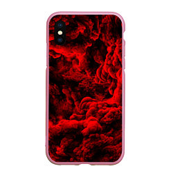 Чехол iPhone XS Max матовый Красный дым Red Smoke Красные облака, цвет: 3D-розовый