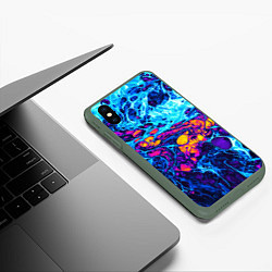 Чехол iPhone XS Max матовый Взрыв Неона Fluid Explosion Неон, цвет: 3D-темно-зеленый — фото 2