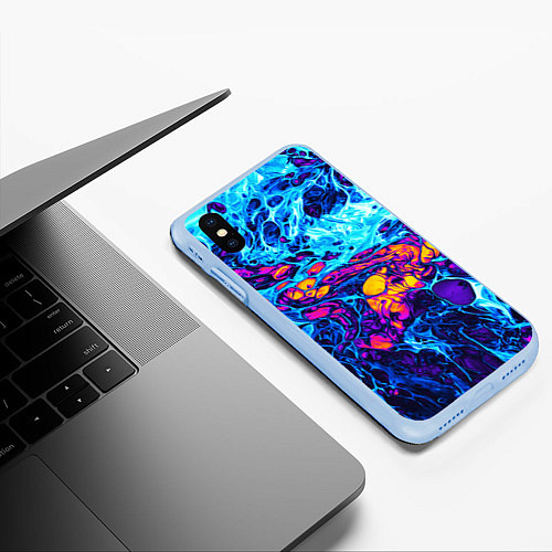 Чехол iPhone XS Max матовый Взрыв Неона Fluid Explosion Неон / 3D-Голубой – фото 3