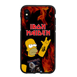 Чехол iPhone XS Max матовый Iron Maiden Гомер Симпсон Рокер, цвет: 3D-черный