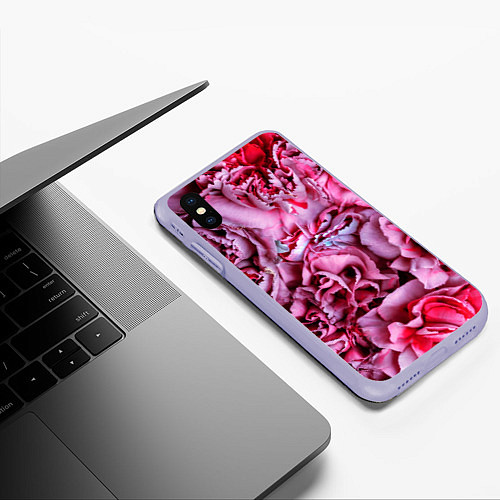 Чехол iPhone XS Max матовый Гвоздики / 3D-Светло-сиреневый – фото 3