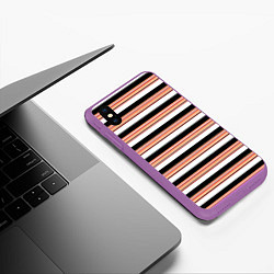 Чехол iPhone XS Max матовый БЕЖЕВАЯ В ПОЛОСКУ, цвет: 3D-фиолетовый — фото 2