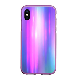 Чехол iPhone XS Max матовый Northern lights, Северное сияние, неоновое свечени, цвет: 3D-фиолетовый