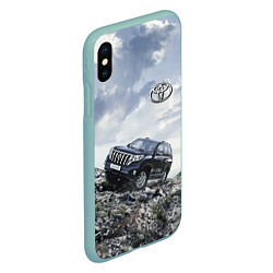 Чехол iPhone XS Max матовый Toyota Land Cruiser Prado на скальных камнях Mount, цвет: 3D-мятный — фото 2