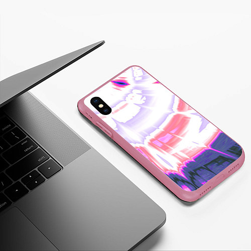 Чехол iPhone XS Max матовый Тай-дай Абстракция Tie-Dye / 3D-Малиновый – фото 3