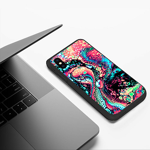 Чехол iPhone XS Max матовый Acid Wave / 3D-Черный – фото 3