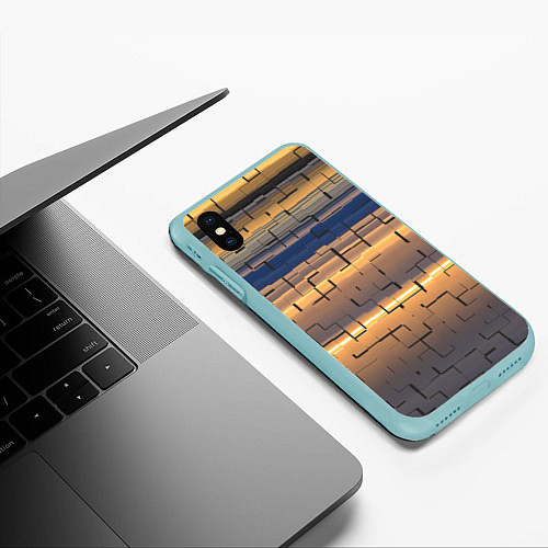 Чехол iPhone XS Max матовый Мозаика цветная colored mosaic / 3D-Мятный – фото 3