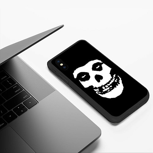 Чехол iPhone XS Max матовый Misfits череп / 3D-Черный – фото 3