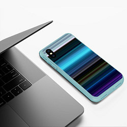 Чехол iPhone XS Max матовый Неоновые линии neon lines, цвет: 3D-мятный — фото 2