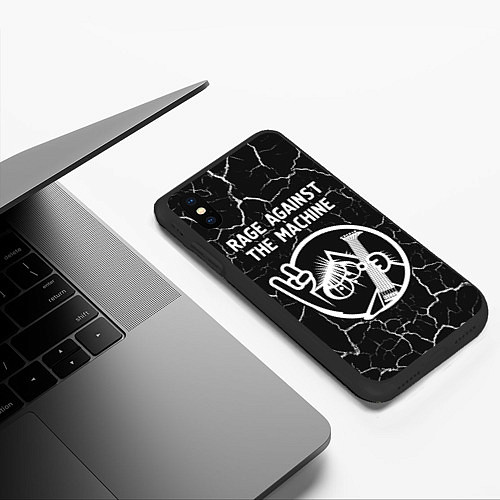 Чехол iPhone XS Max матовый Rage Against The Machine КОТ Трещины / 3D-Черный – фото 3