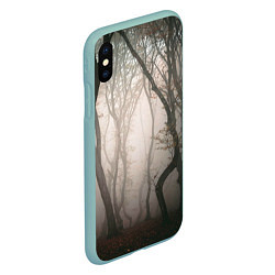 Чехол iPhone XS Max матовый Лес Туман, цвет: 3D-мятный — фото 2