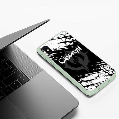 Чехол iPhone XS Max матовый Chaoseum Logo Grunge / 3D-Салатовый – фото 3