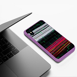 Чехол iPhone XS Max матовый Цветная мозаика colored mosaic lines, цвет: 3D-фиолетовый — фото 2