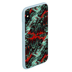 Чехол iPhone XS Max матовый Красно-Белая Вулканическая Лава, цвет: 3D-голубой — фото 2