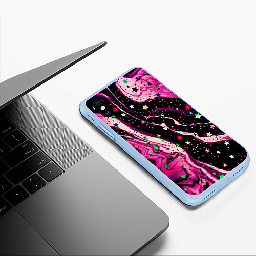 Чехол iPhone XS Max матовый Pink Night / 3D-Голубой – фото 3