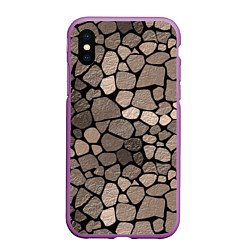 Чехол iPhone XS Max матовый Черно-коричневая текстура камня