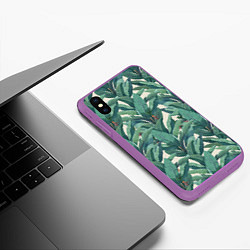 Чехол iPhone XS Max матовый Листья Банановых Деревьев, цвет: 3D-фиолетовый — фото 2