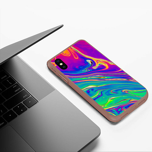 Чехол iPhone XS Max матовый Абстракция кислота / 3D-Коричневый – фото 3