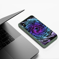 Чехол iPhone XS Max матовый Галактика Неон, цвет: 3D-темно-зеленый — фото 2