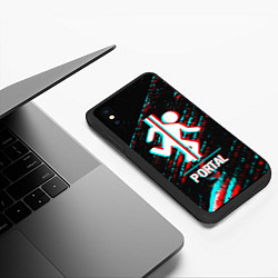 Чехол iPhone XS Max матовый Portal в стиле Glitch Баги Графики на темном фоне, цвет: 3D-черный — фото 2