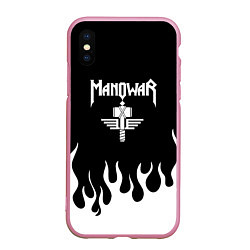 Чехол iPhone XS Max матовый MANOWAR арт огонь, цвет: 3D-розовый