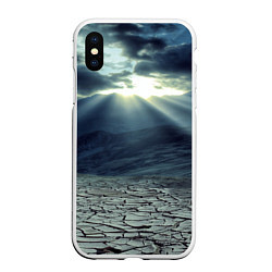 Чехол iPhone XS Max матовый Трещины на земле пустыня, цвет: 3D-белый