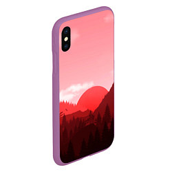 Чехол iPhone XS Max матовый Закат в горах в розовых тонах, цвет: 3D-фиолетовый — фото 2