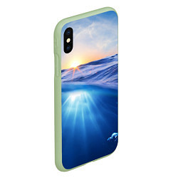 Чехол iPhone XS Max матовый Грань между небом и водой, цвет: 3D-салатовый — фото 2