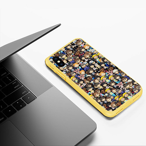 Чехол iPhone XS Max матовый Персонажи Очень странных дел / 3D-Желтый – фото 3