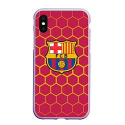 Чехол iPhone XS Max матовый FC BARCELONA соты, цвет: 3D-светло-сиреневый