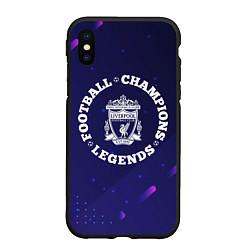 Чехол iPhone XS Max матовый Символ Liverpool и круглая надпись Football Legend, цвет: 3D-черный