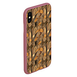 Чехол iPhone XS Max матовый Абстрактные объемные листочки, цвет: 3D-малиновый — фото 2