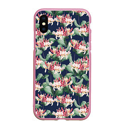 Чехол iPhone XS Max матовый Цветы Деревенской Жимолости, цвет: 3D-розовый