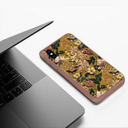 Чехол iPhone XS Max матовый Цветы Астры и Гибискусы, цвет: 3D-коричневый — фото 2