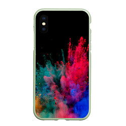 Чехол iPhone XS Max матовый Брызги сухих красок, цвет: 3D-салатовый
