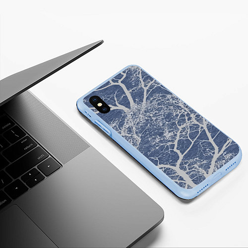 Чехол iPhone XS Max матовый Композиция из веток Природа / 3D-Голубой – фото 3