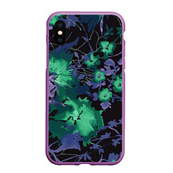 Чехол iPhone XS Max матовый Цветочная авангардная композиция, цвет: 3D-фиолетовый