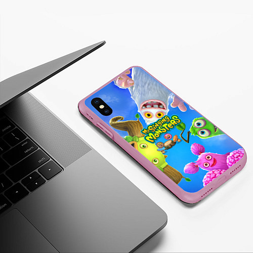 Чехол iPhone XS Max матовый Мои поющие монстры / 3D-Розовый – фото 3